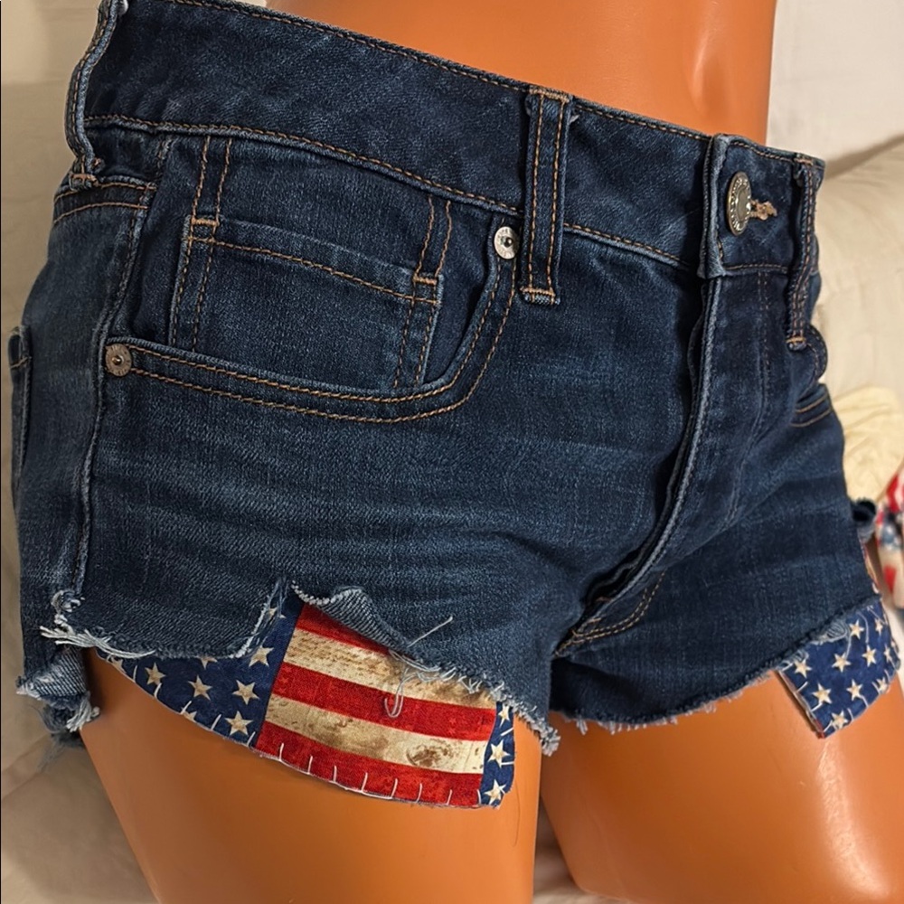 Stretch USA Denim American Flag Women's TOMGIRL Shorts size 6